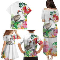 Aloha Hawaii Nene Goose Family Matching Puletasi and Hawaiian Shirt Tropical Flowers Watercolor Stylized LT14 - Polynesian Pride
