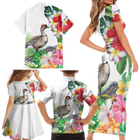 Aloha Hawaii Nene Goose Family Matching Short Sleeve Bodycon Dress and Hawaiian Shirt Tropical Flowers Watercolor Stylized LT14 - Polynesian Pride
