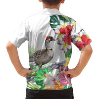 Aloha Hawaii Nene Goose Family Matching Summer Maxi Dress and Hawaiian Shirt Tropical Flowers Watercolor Stylized LT14 - Polynesian Pride