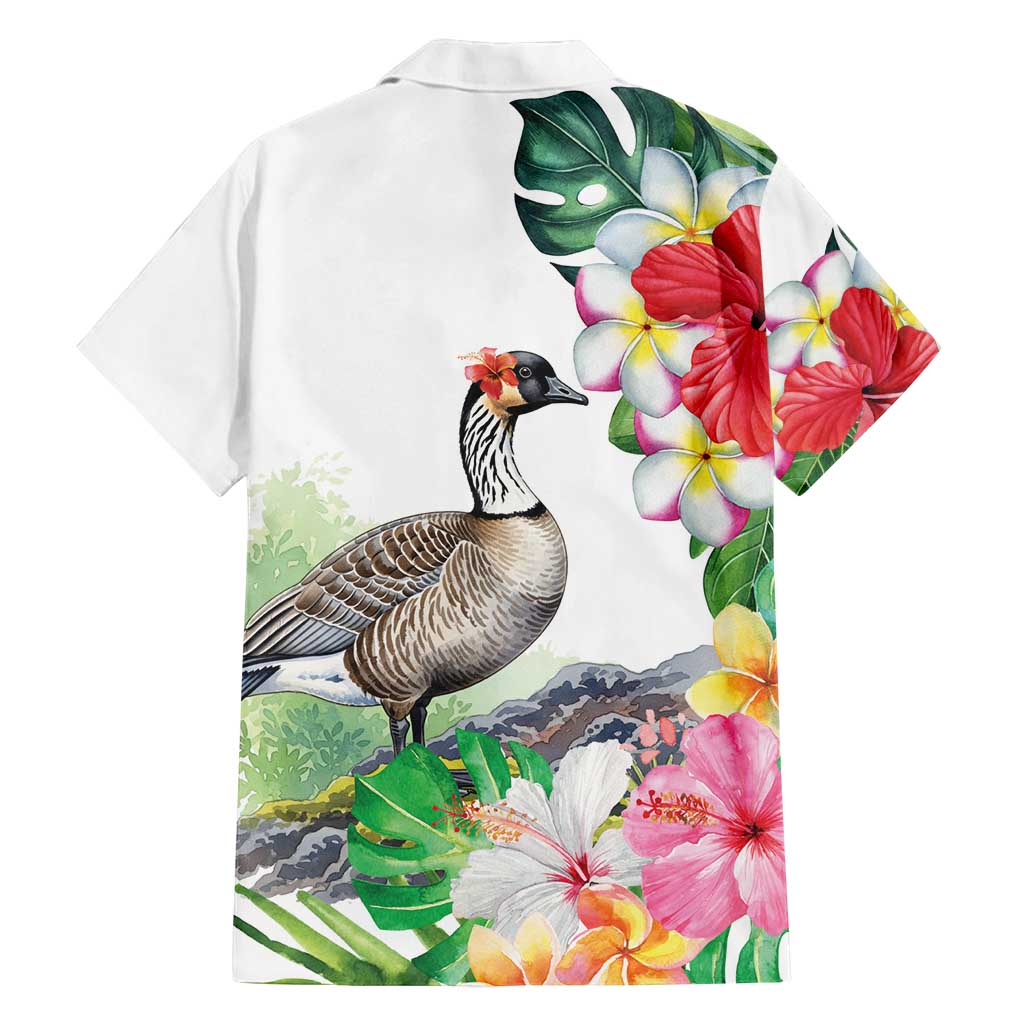 Aloha Hawaii Nene Goose Family Matching Tank Maxi Dress and Hawaiian Shirt Tropical Flowers Watercolor Stylized LT14 - Polynesian Pride