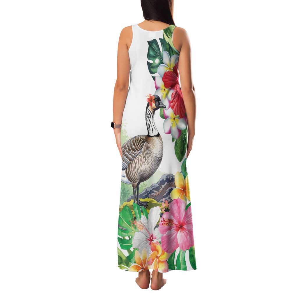 Aloha Hawaii Nene Goose Family Matching Tank Maxi Dress and Hawaiian Shirt Tropical Flowers Watercolor Stylized LT14 - Polynesian Pride