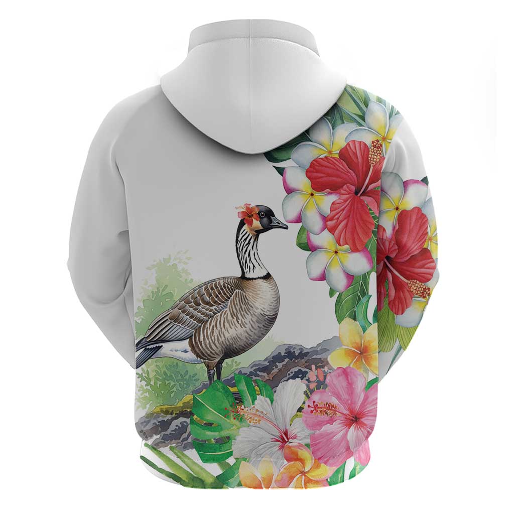 Aloha Hawaii Nene Goose Hoodie Tropical Flowers Watercolor Stylized LT14 - Polynesian Pride