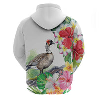 Aloha Hawaii Nene Goose Hoodie Tropical Flowers Watercolor Stylized LT14 - Polynesian Pride