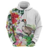 Aloha Hawaii Nene Goose Hoodie Tropical Flowers Watercolor Stylized LT14 - Polynesian Pride