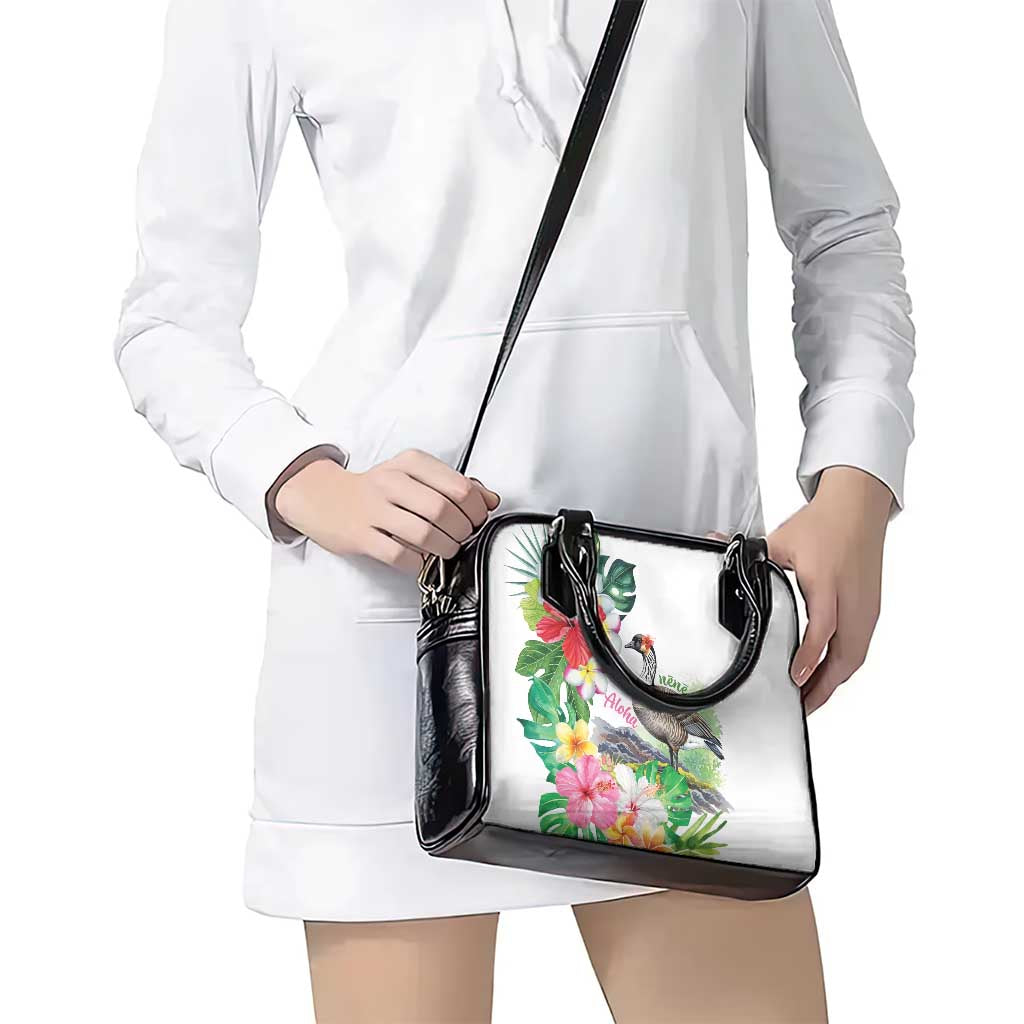 Aloha Hawaii Nene Goose Shoulder Handbag Tropical Flowers Watercolor Stylized - Polynesian Pride