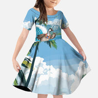 Aloha Hawaii Shaka Nene Goose Family Matching Mermaid Dress and Hawaiian Shirt Surfing Take It Easy LT14 Daughter's Dress Blue - Polynesian Pride