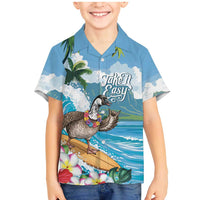 Aloha Hawaii Shaka Nene Goose Family Matching Mermaid Dress and Hawaiian Shirt Surfing Take It Easy LT14 Son's Shirt Blue - Polynesian Pride