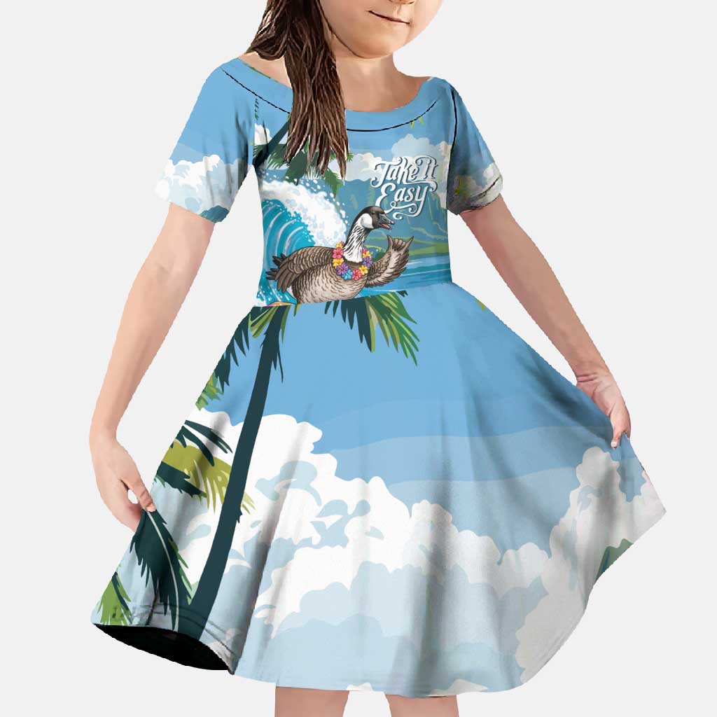 Aloha Hawaii Shaka Nene Goose Family Matching Summer Maxi Dress and Hawaiian Shirt Surfing Take It Easy - Polynesian Pride