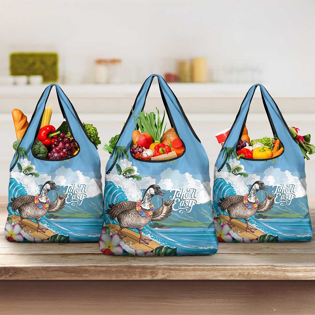 Aloha Hawaii Shaka Nene Goose Grocery Bag Surfing Take It Easy - Polynesian Pride