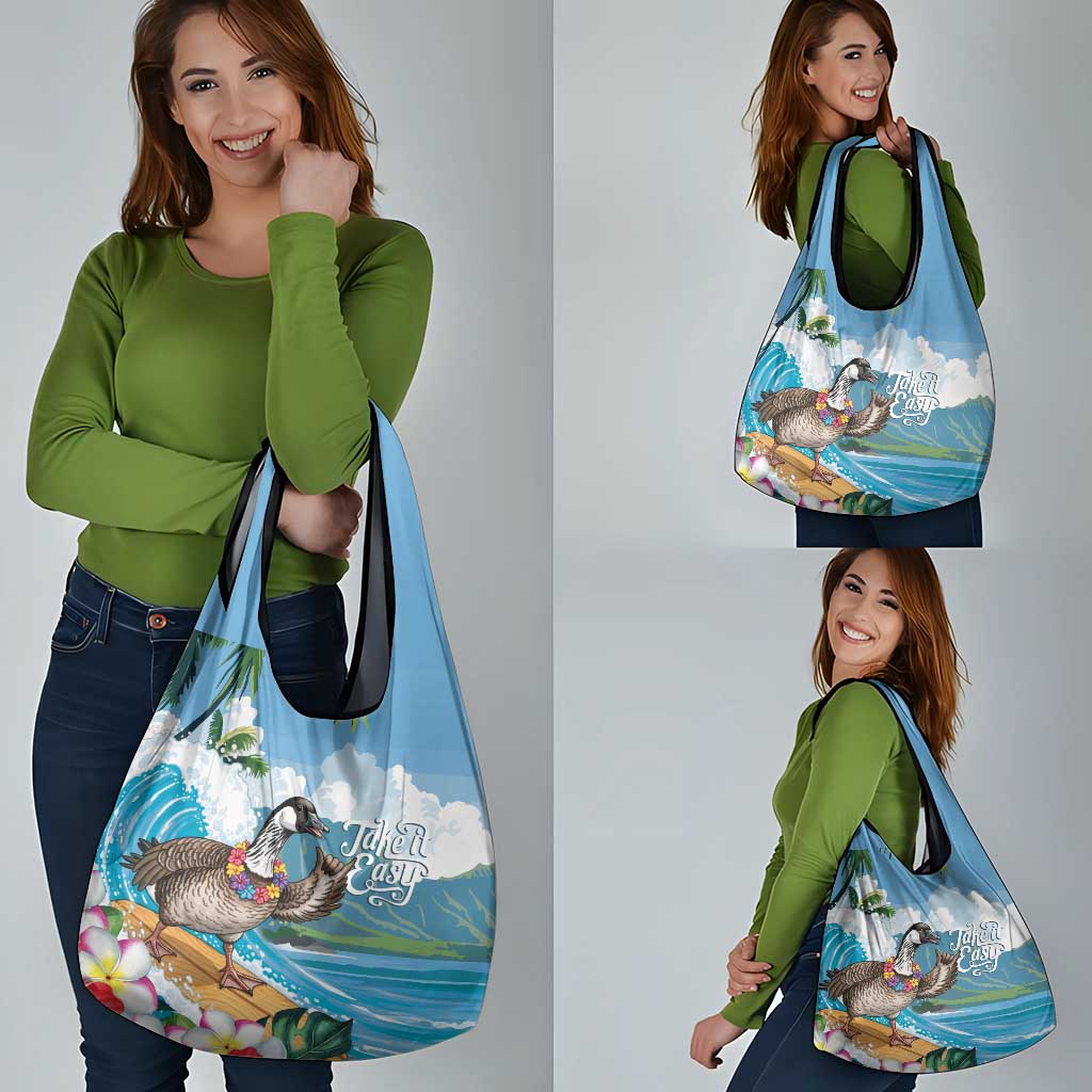 Aloha Hawaii Shaka Nene Goose Grocery Bag Surfing Take It Easy - Polynesian Pride