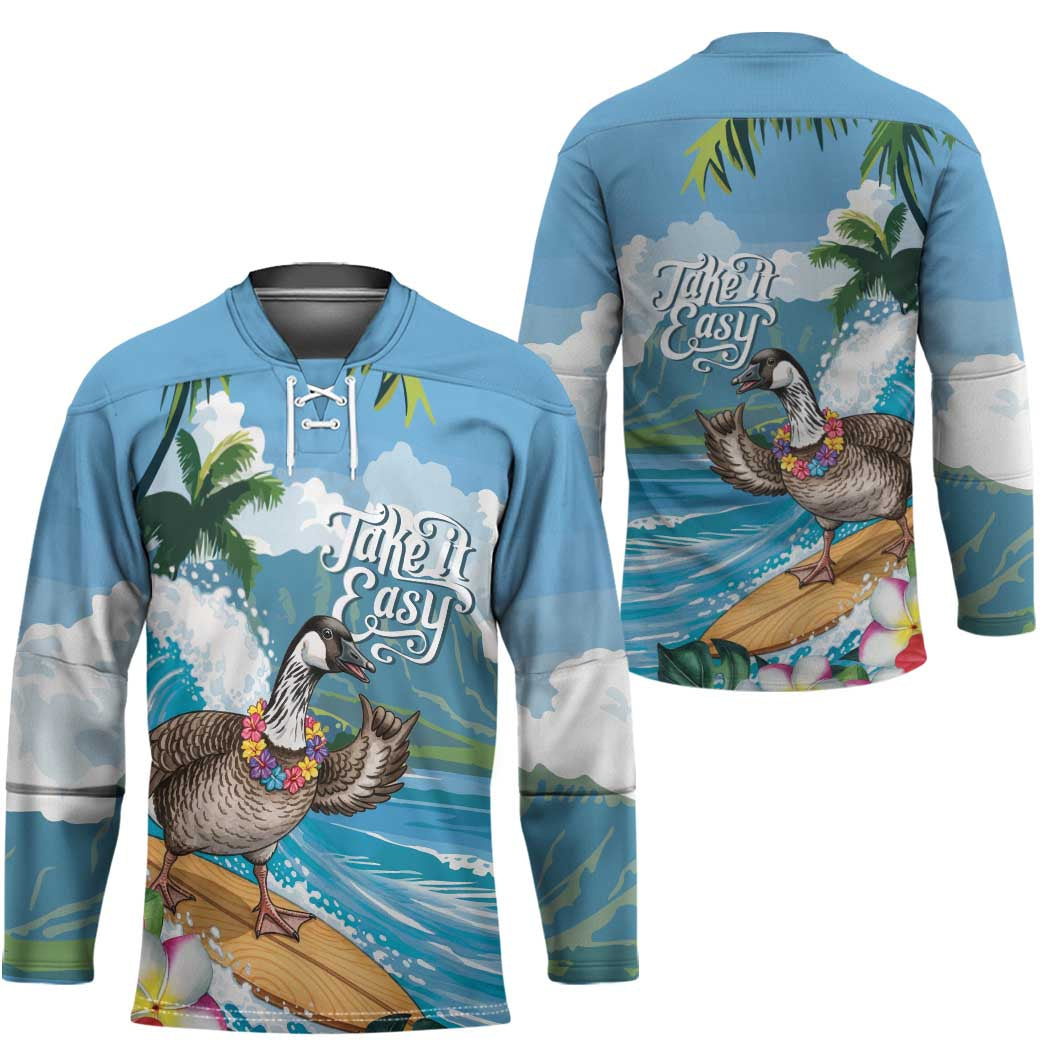 Aloha Hawaii Shaka Nene Goose Hockey Jersey Surfing Take It Easy - Polynesian Pride