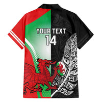 New Zealand and Wales Rugby Custom Family Matching Off Shoulder Maxi Dress and Hawaiian Shirt Aotearoa All Black Combine Welsh Dragon LT14 - Polynesian Pride