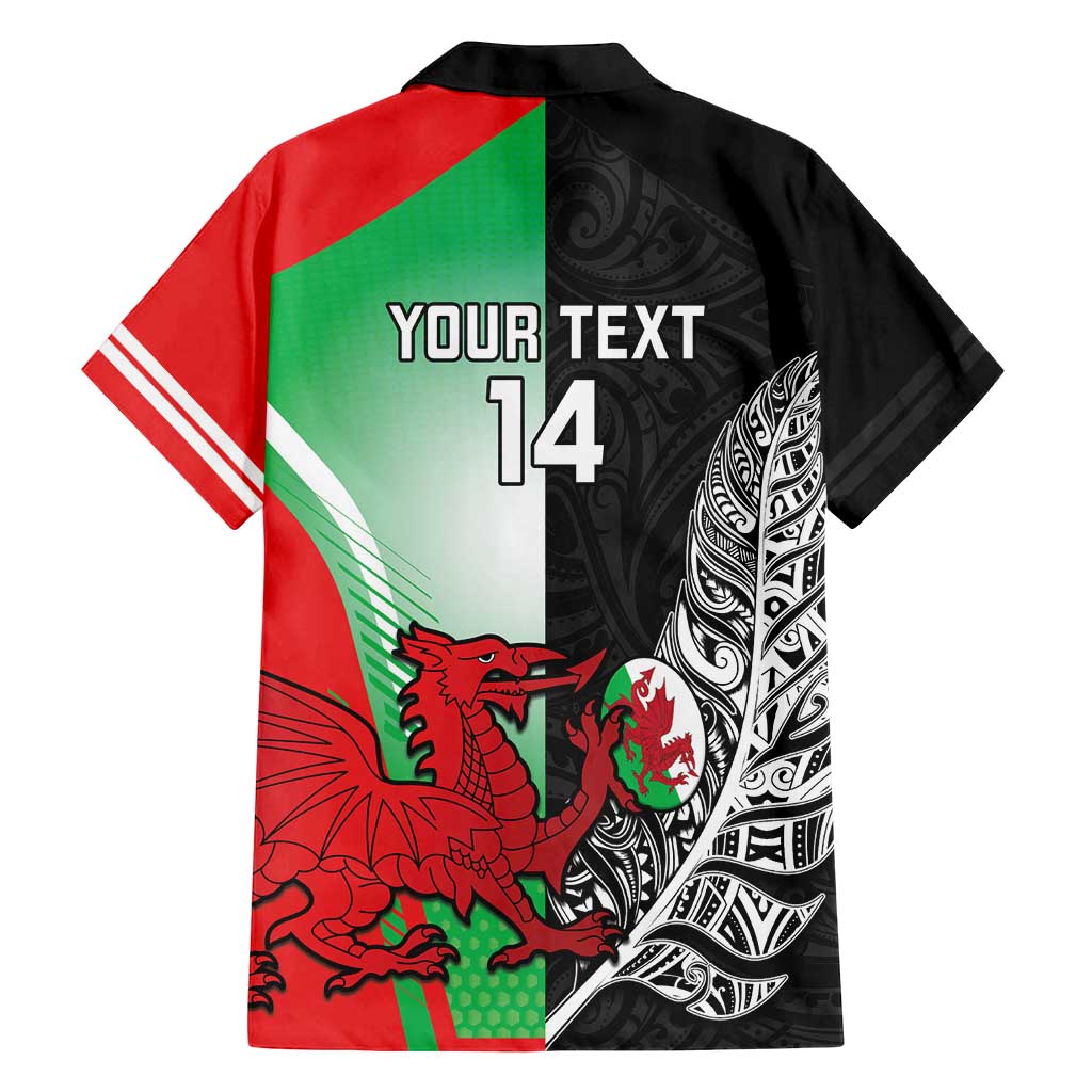 New Zealand and Wales Rugby Custom Family Matching Off Shoulder Short Dress and Hawaiian Shirt Aotearoa All Black Combine Welsh Dragon LT14 - Polynesian Pride