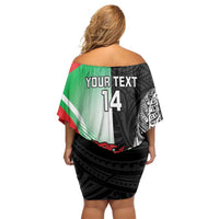 New Zealand and Wales Rugby Custom Family Matching Off Shoulder Short Dress and Hawaiian Shirt Aotearoa All Black Combine Welsh Dragon LT14 - Polynesian Pride