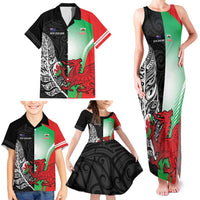New Zealand and Wales Rugby Custom Family Matching Tank Maxi Dress and Hawaiian Shirt Aotearoa All Black Combine Welsh Dragon LT14 - Polynesian Pride