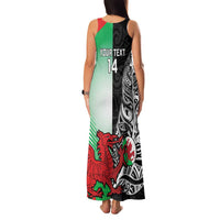 New Zealand and Wales Rugby Custom Family Matching Tank Maxi Dress and Hawaiian Shirt Aotearoa All Black Combine Welsh Dragon LT14 - Polynesian Pride