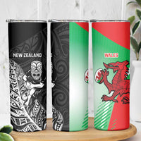 New Zealand and Wales Rugby Custom Skinny Tumbler Aotearoa All Black Combine Welsh Dragon LT14 - Polynesian Pride