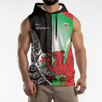 New Zealand and Wales Rugby Custom Sleeveless Hoodie Aotearoa All Black Combine Welsh Dragon LT14 - Polynesian Pride