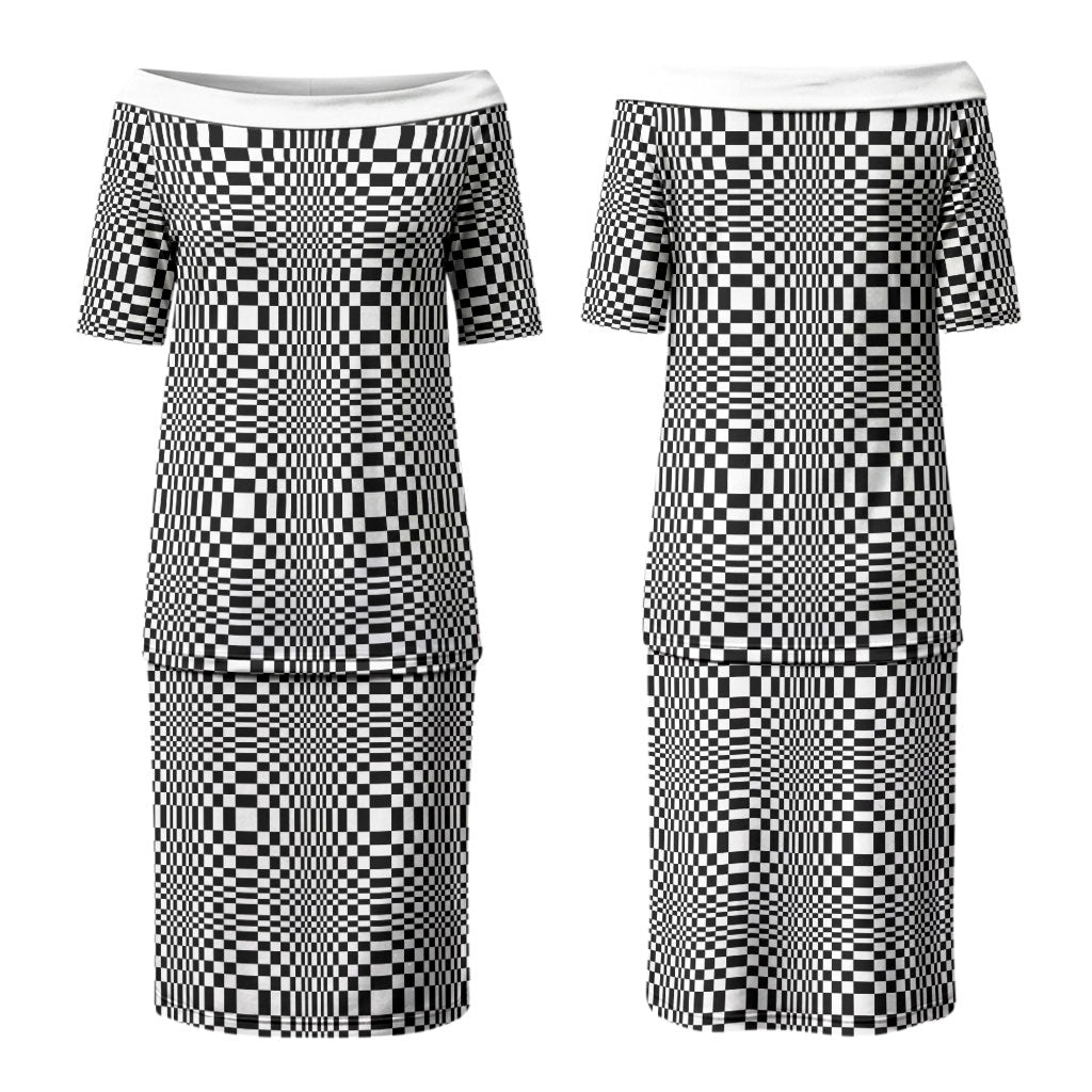 Black White Filipino Binakol Motifs Couples Matching Puletasi and Hawaiian Shirt Mabuhay Philippines Festival Kusikus Pattern LT14 - Polynesian Pride