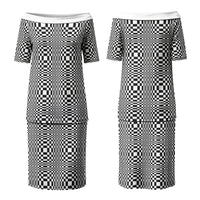 Black White Filipino Binakol Motifs Couples Matching Puletasi and Hawaiian Shirt Mabuhay Philippines Festival Kusikus Pattern LT14 - Polynesian Pride