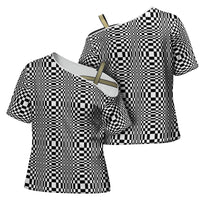 Black White Filipino Binakol Motifs Cross Shoulder Shirt Mabuhay Philippines Festival Kusikus Pattern LT14 - Polynesian Pride