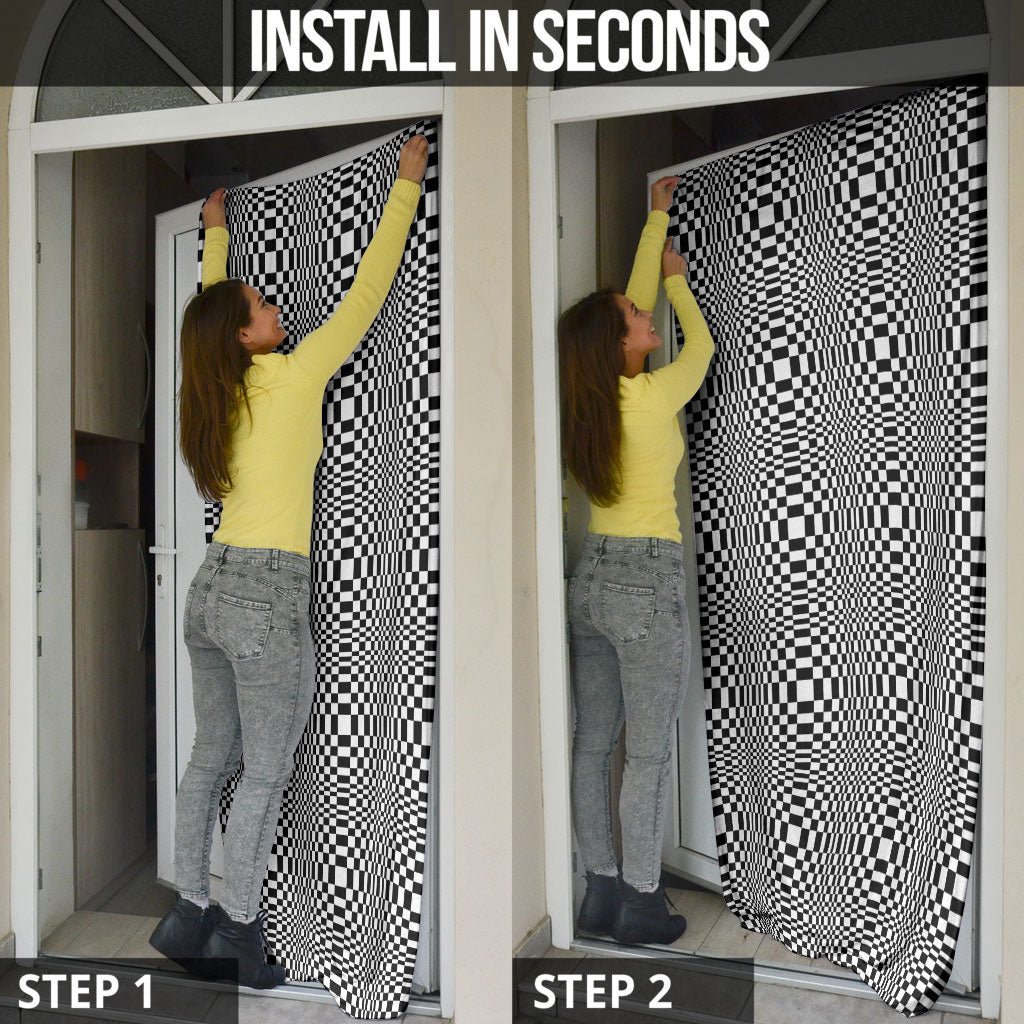 Black White Filipino Binakol Motifs Door Cover Mabuhay Philippines Festival Kusikus Pattern LT14 - Polynesian Pride