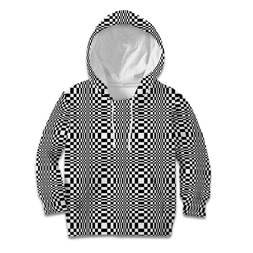 Black White Filipino Binakol Motifs Kid Hoodie Mabuhay Philippines Festival Kusikus Pattern LT14 Hoodie Black - Polynesian Pride