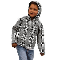 Black White Filipino Binakol Motifs Kid Hoodie Mabuhay Philippines Festival Kusikus Pattern LT14 - Polynesian Pride