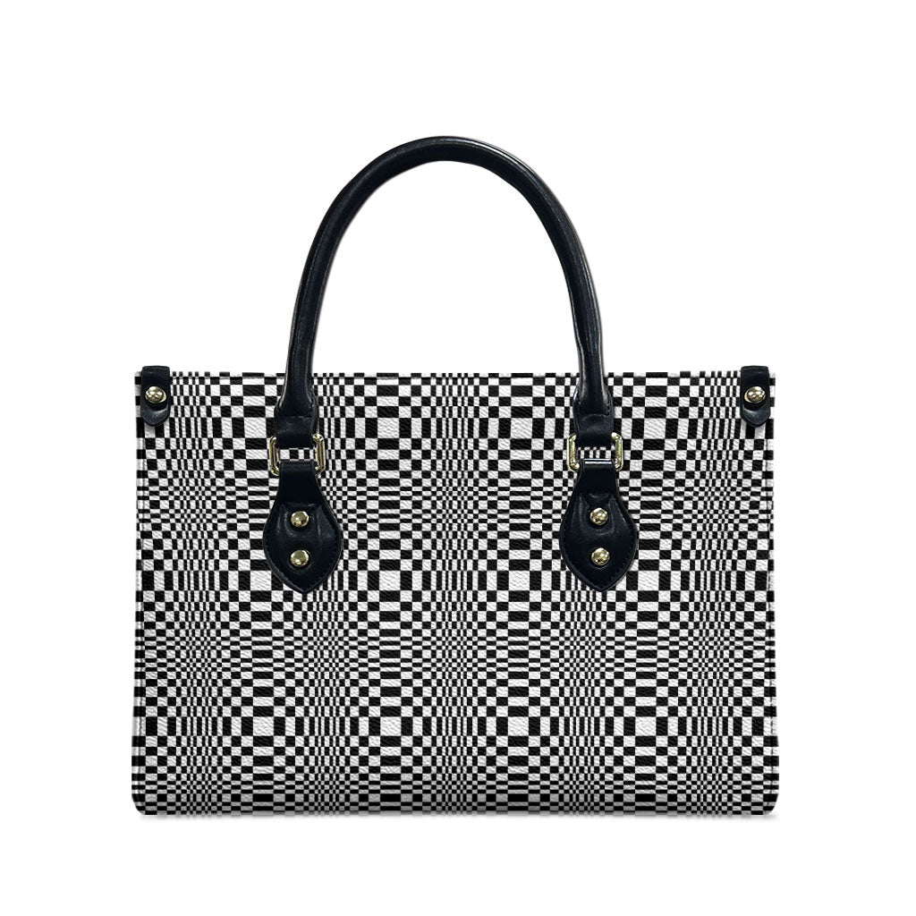 Black White Filipino Binakol Motifs Leather Bag Mabuhay Philippines Festival Kusikus Pattern LT14 - Polynesian Pride