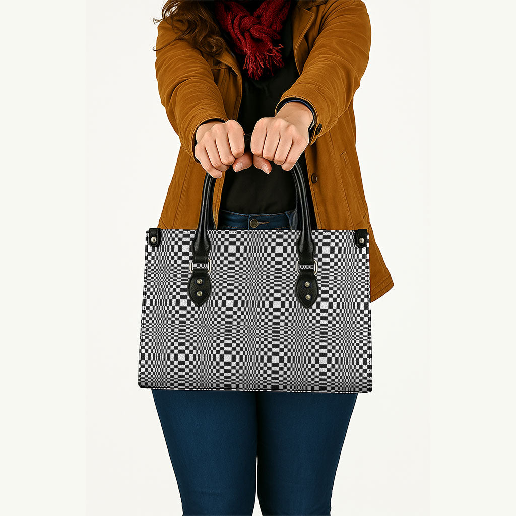 Black White Filipino Binakol Motifs Leather Bag Mabuhay Philippines Festival Kusikus Pattern LT14 - Polynesian Pride