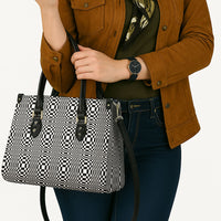Black White Filipino Binakol Motifs Leather Bag Mabuhay Philippines Festival Kusikus Pattern LT14 - Polynesian Pride