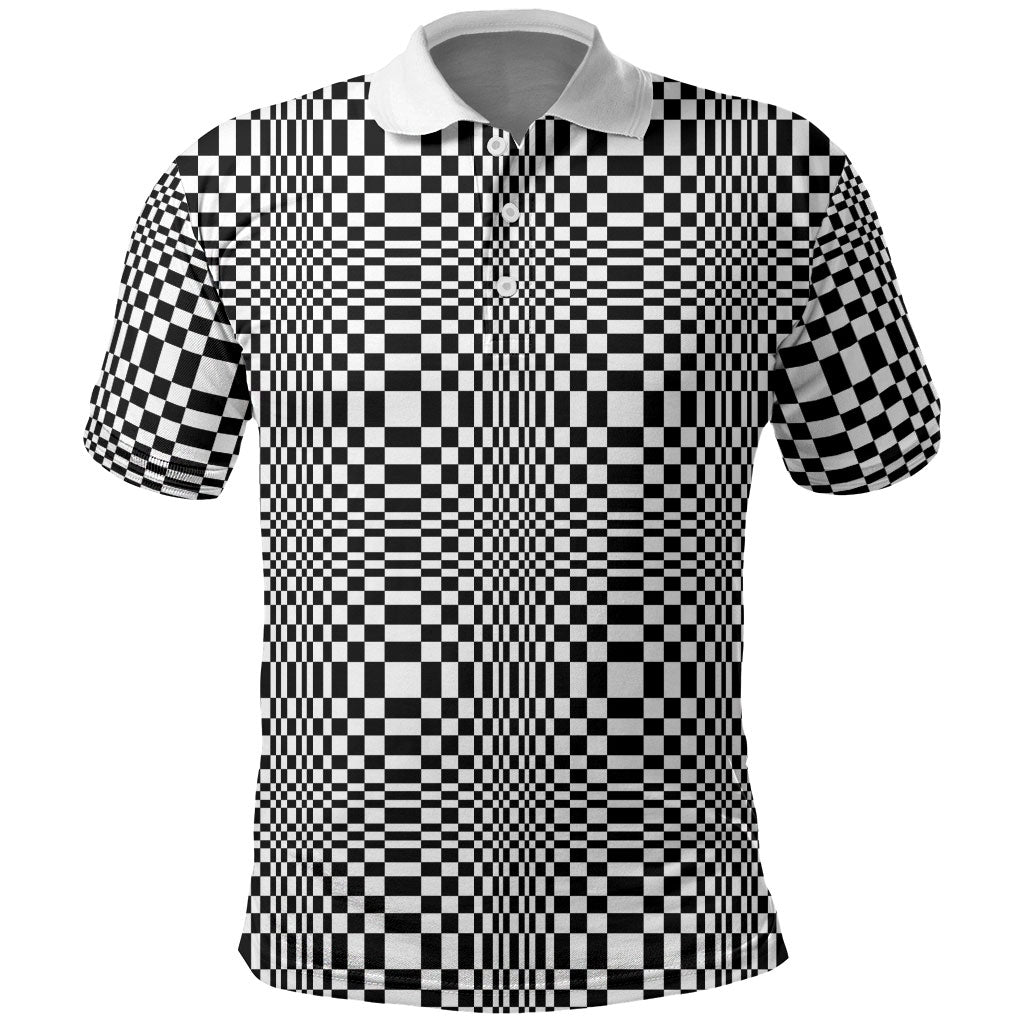 Black White Filipino Binakol Motifs Polo Shirt Mabuhay Philippines Festival Kusikus Pattern LT14 Black - Polynesian Pride