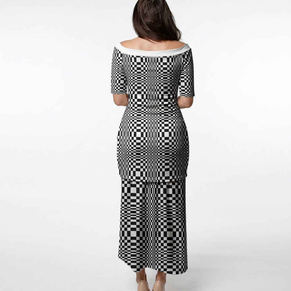 Black White Filipino Binakol Motifs Puletasi Mabuhay Philippines Festival Kusikus Pattern LT14 - Polynesian Pride