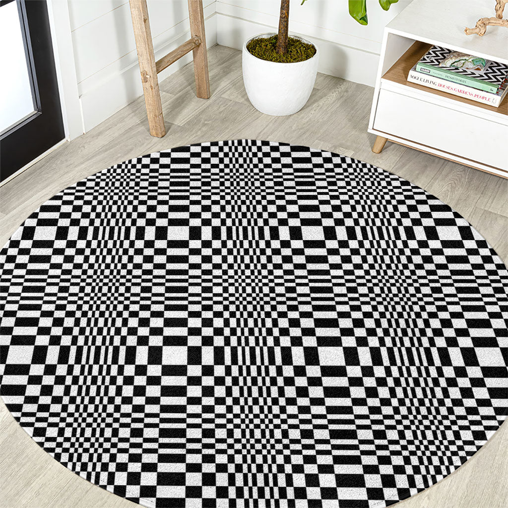 Black White Filipino Binakol Motifs Round Carpet Mabuhay Philippines Festival Kusikus Pattern LT14 Black - Polynesian Pride