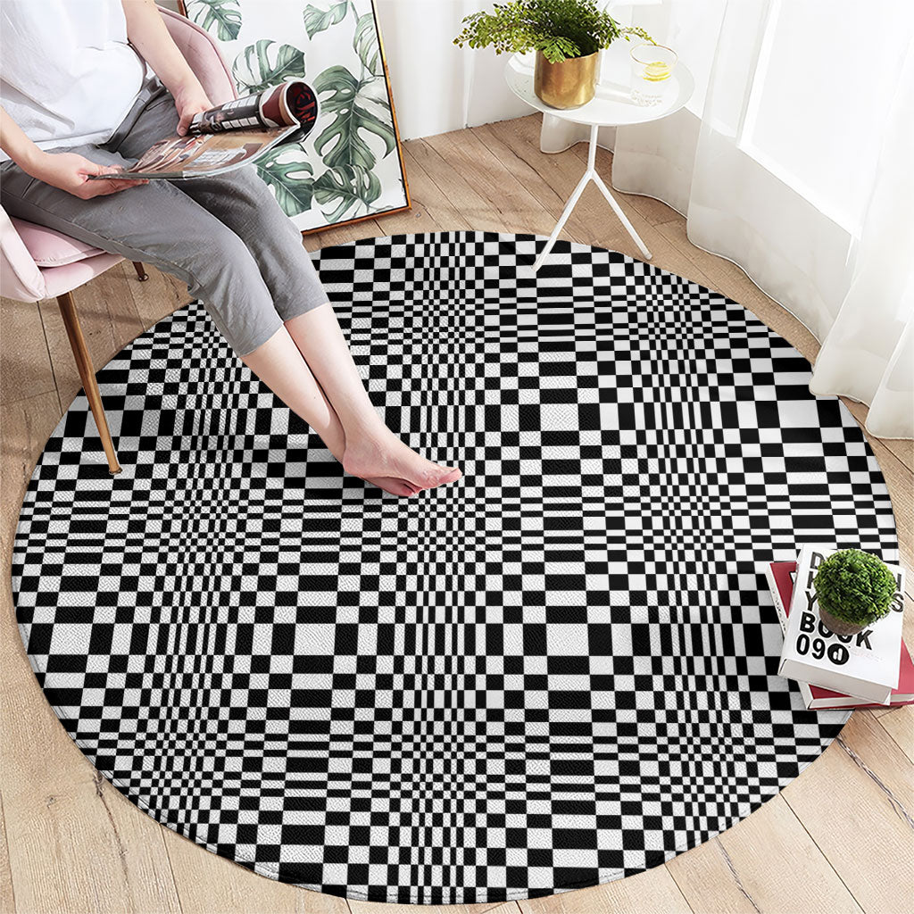 Black White Filipino Binakol Motifs Round Carpet Mabuhay Philippines Festival Kusikus Pattern LT14 - Polynesian Pride