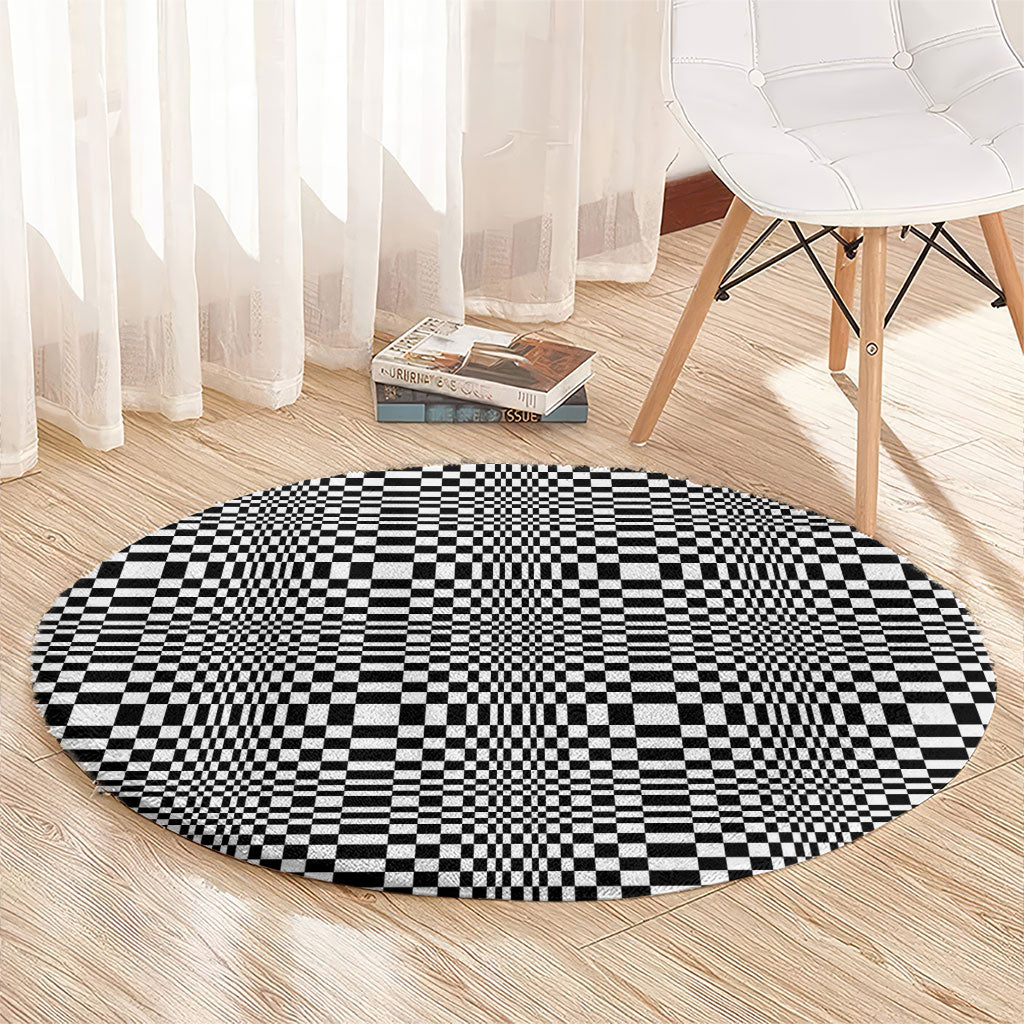 Black White Filipino Binakol Motifs Round Carpet Mabuhay Philippines Festival Kusikus Pattern LT14 - Polynesian Pride