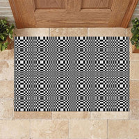 Black White Filipino Binakol Motifs Rubber Doormat Mabuhay Philippines Festival Kusikus Pattern LT14 Black - Polynesian Pride