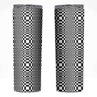 Black White Filipino Binakol Motifs Skinny Tumbler Mabuhay Philippines Festival Kusikus Pattern LT14 Black - Polynesian Pride