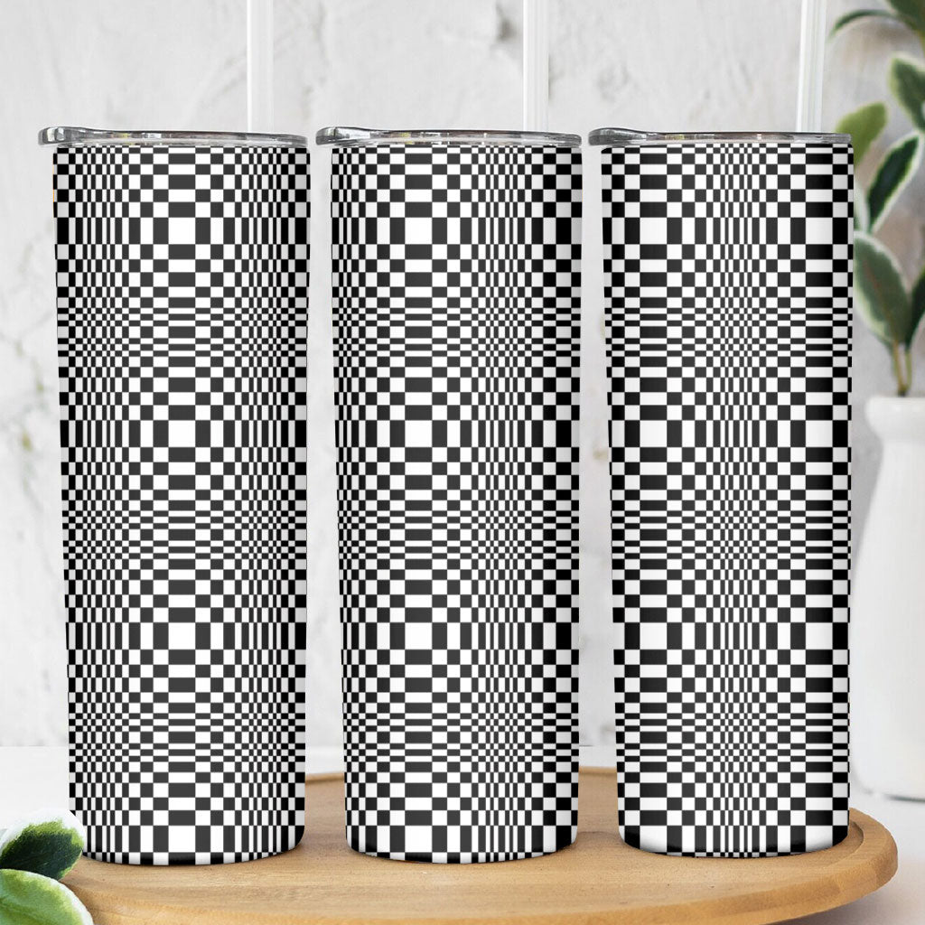 Black White Filipino Binakol Motifs Skinny Tumbler Mabuhay Philippines Festival Kusikus Pattern LT14 - Polynesian Pride