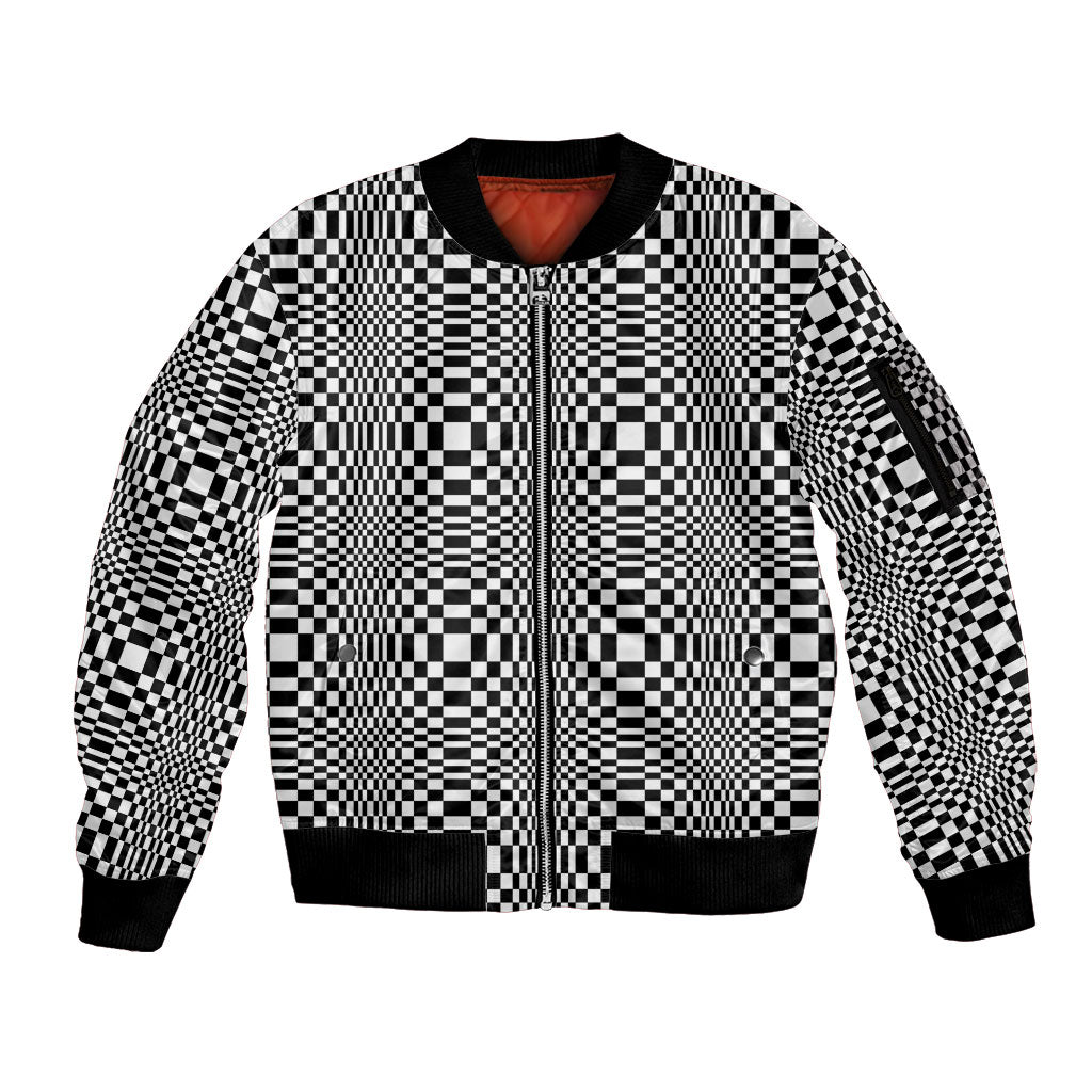 Black White Filipino Binakol Motifs Sleeve Zip Bomber Jacket Mabuhay Philippines Festival Kusikus Pattern LT14 Unisex Black - Polynesian Pride