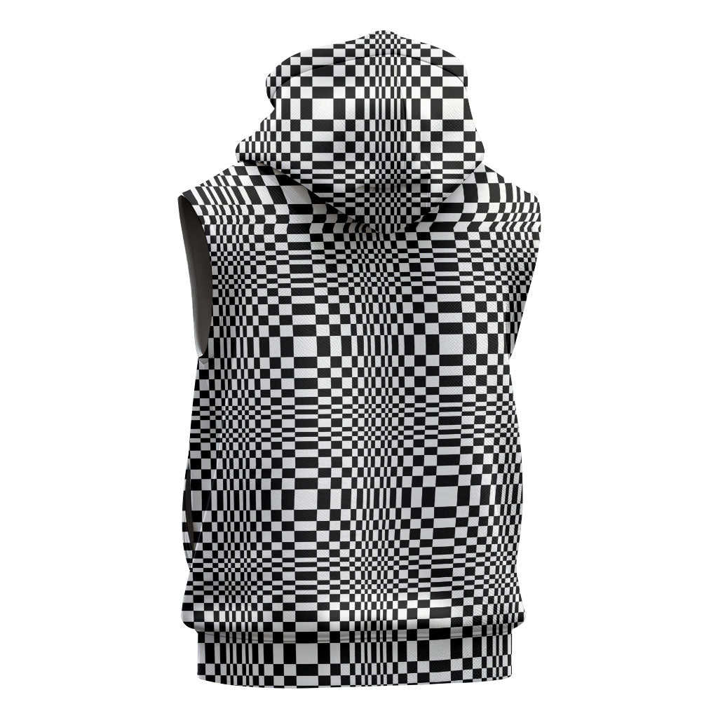 Black White Filipino Binakol Motifs Sleeveless Hoodie Mabuhay Philippines Festival Kusikus Pattern LT14 - Polynesian Pride