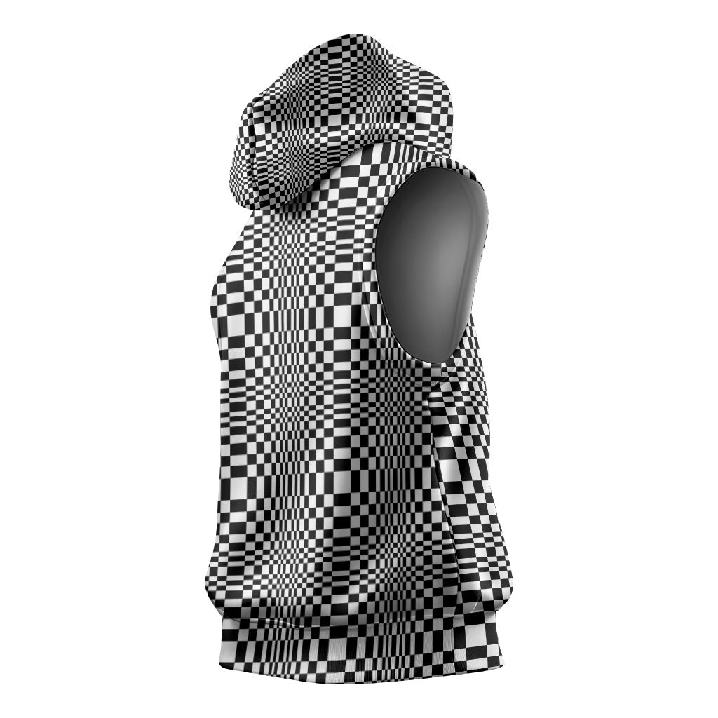 Black White Filipino Binakol Motifs Sleeveless Hoodie Mabuhay Philippines Festival Kusikus Pattern LT14 - Polynesian Pride