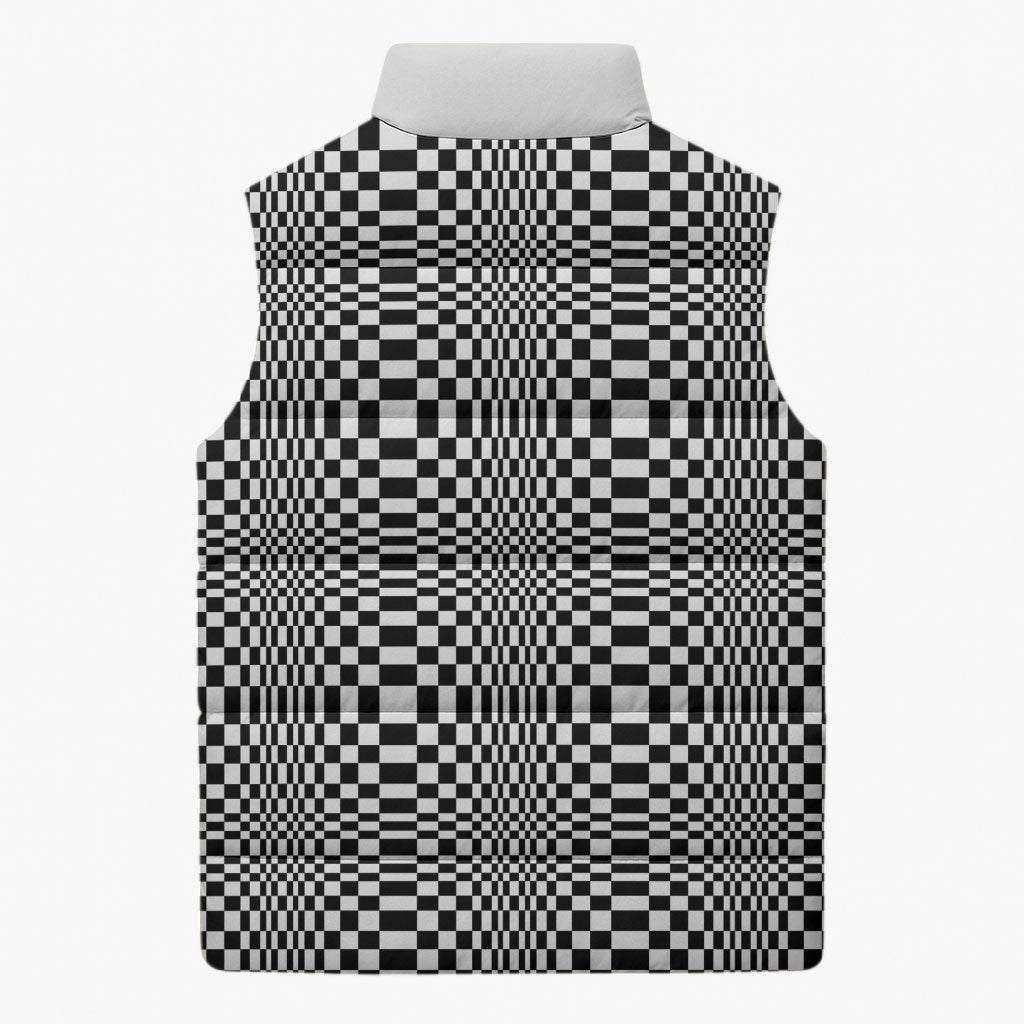 Black White Filipino Binakol Motifs Sleeveless Puffer Jacket Mabuhay Philippines Festival Kusikus Pattern LT14 - Polynesian Pride
