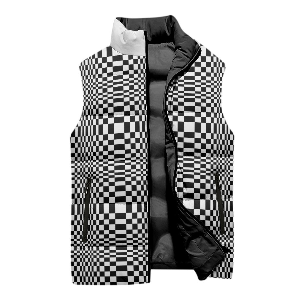 Black White Filipino Binakol Motifs Sleeveless Puffer Jacket Mabuhay Philippines Festival Kusikus Pattern LT14 - Polynesian Pride