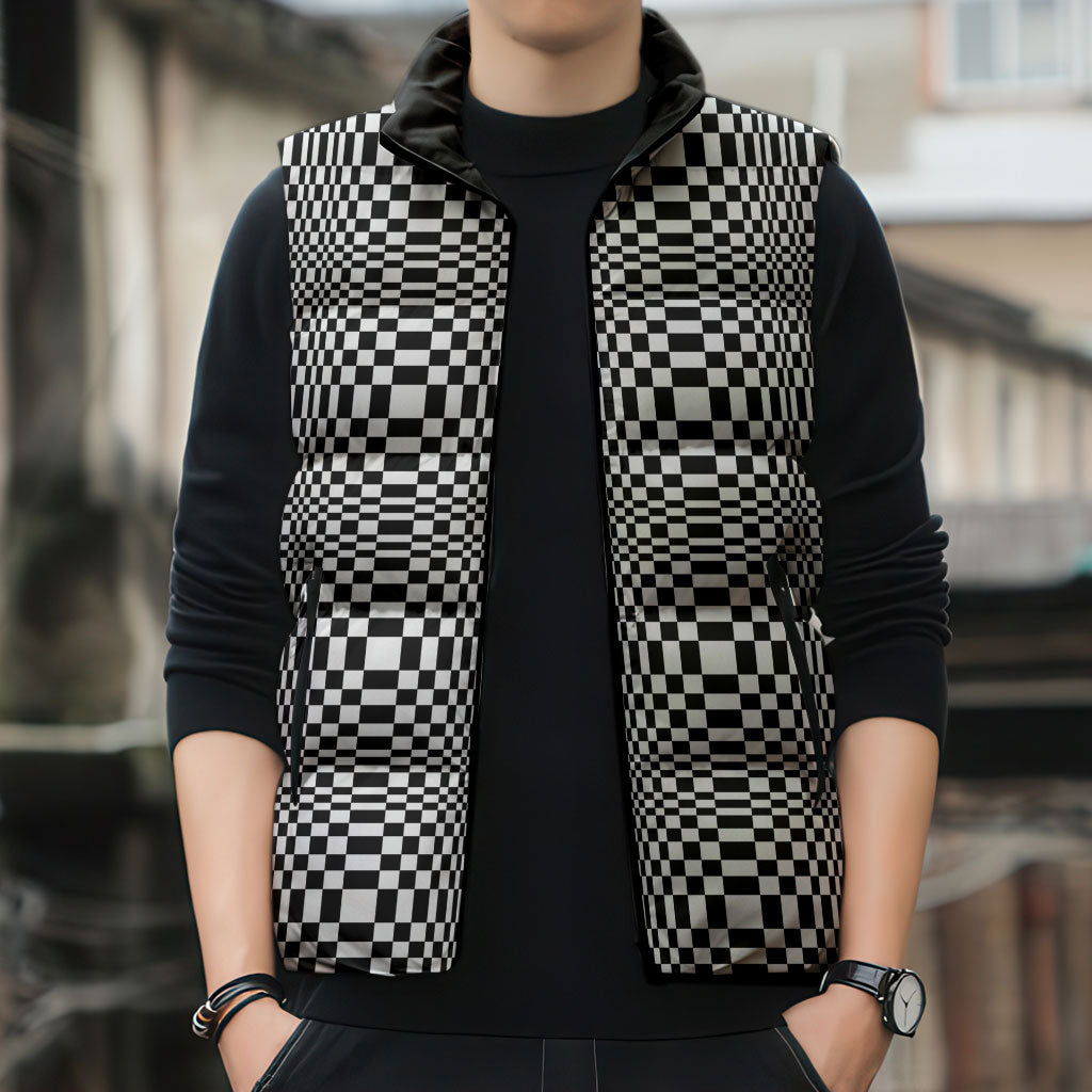 Black White Filipino Binakol Motifs Sleeveless Puffer Jacket Mabuhay Philippines Festival Kusikus Pattern LT14 - Polynesian Pride