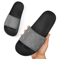 Black White Filipino Binakol Motifs Slide Sandals Mabuhay Philippines Festival Kusikus Pattern LT14 - Polynesian Pride