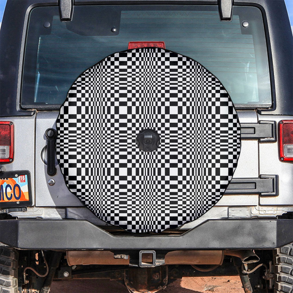 Black White Filipino Binakol Motifs Spare Tire Cover Mabuhay Philippines Festival Kusikus Pattern LT14 Black - Polynesian Pride