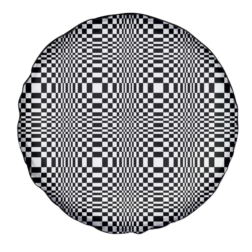 Black White Filipino Binakol Motifs Spare Tire Cover Mabuhay Philippines Festival Kusikus Pattern LT14 - Polynesian Pride