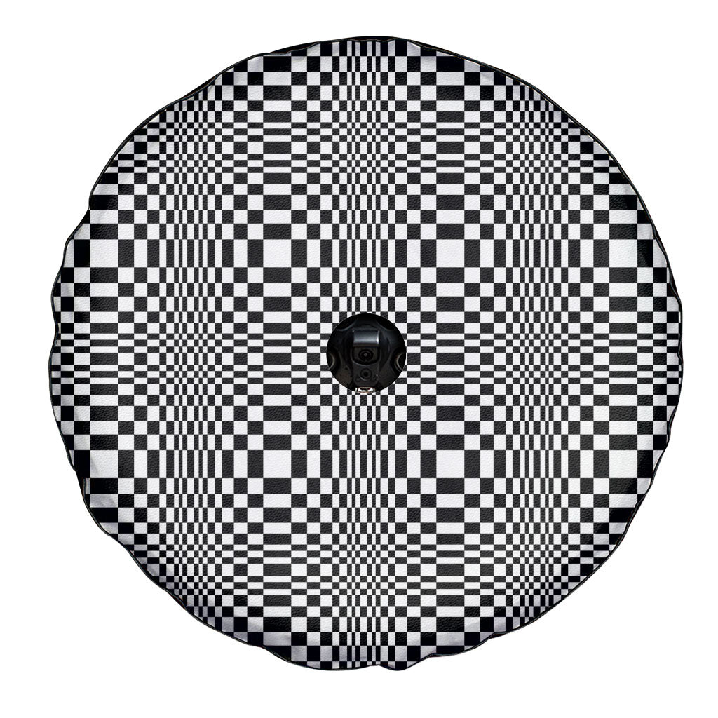 Black White Filipino Binakol Motifs Spare Tire Cover Mabuhay Philippines Festival Kusikus Pattern LT14 - Polynesian Pride
