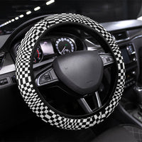 Black White Filipino Binakol Motifs Steering Wheel Cover Mabuhay Philippines Festival Kusikus Pattern LT14 Universal Fit Black - Polynesian Pride